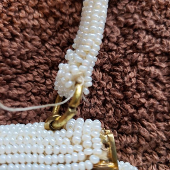 "Bag by Josef" Hand Made Vintage Handbag, from Belgium, White and Floral Beads - Picture 5 of 8